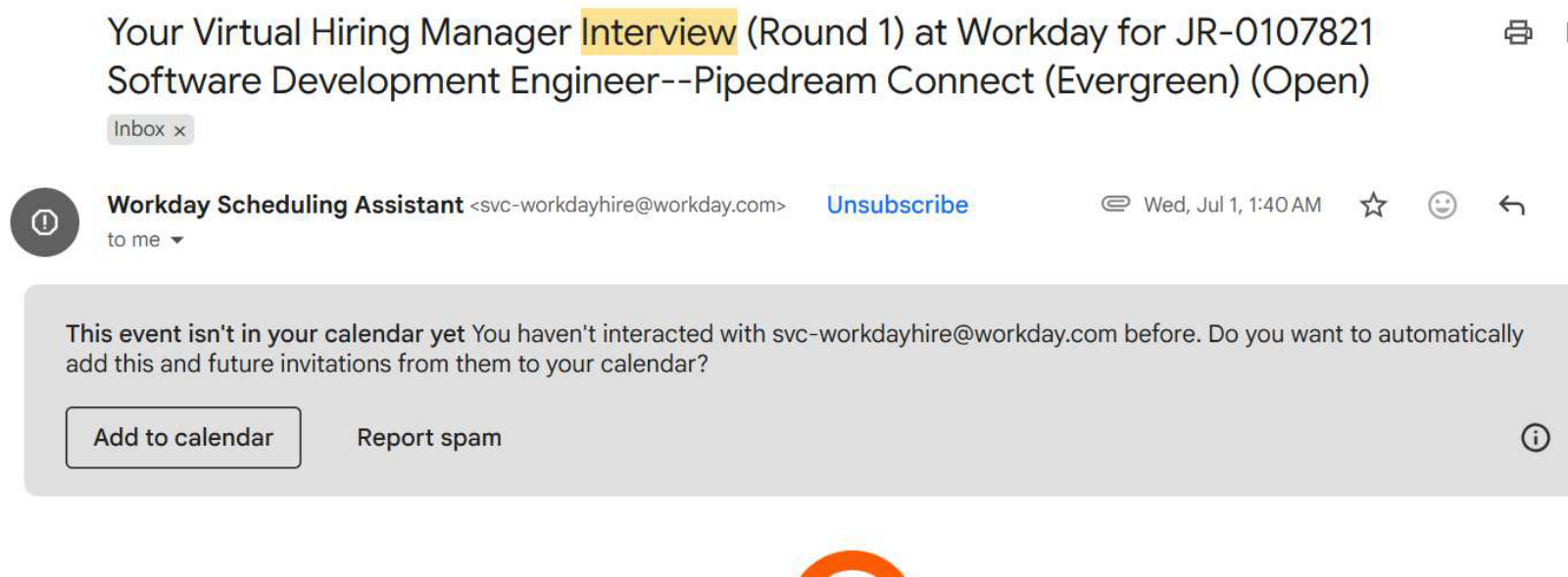 Workday: hiring manager interview, with client identifying information permanently hidden
