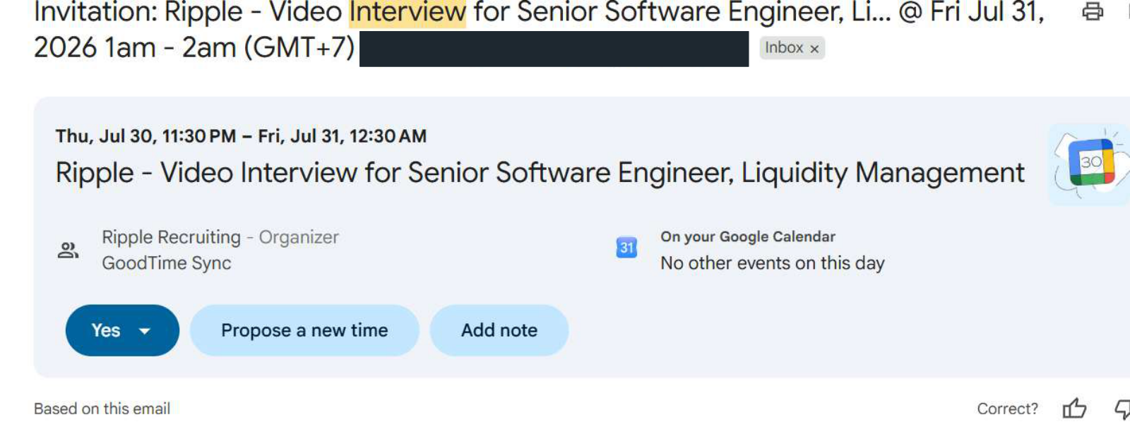 Ripple: Video interview invitation. Client identity hidden.