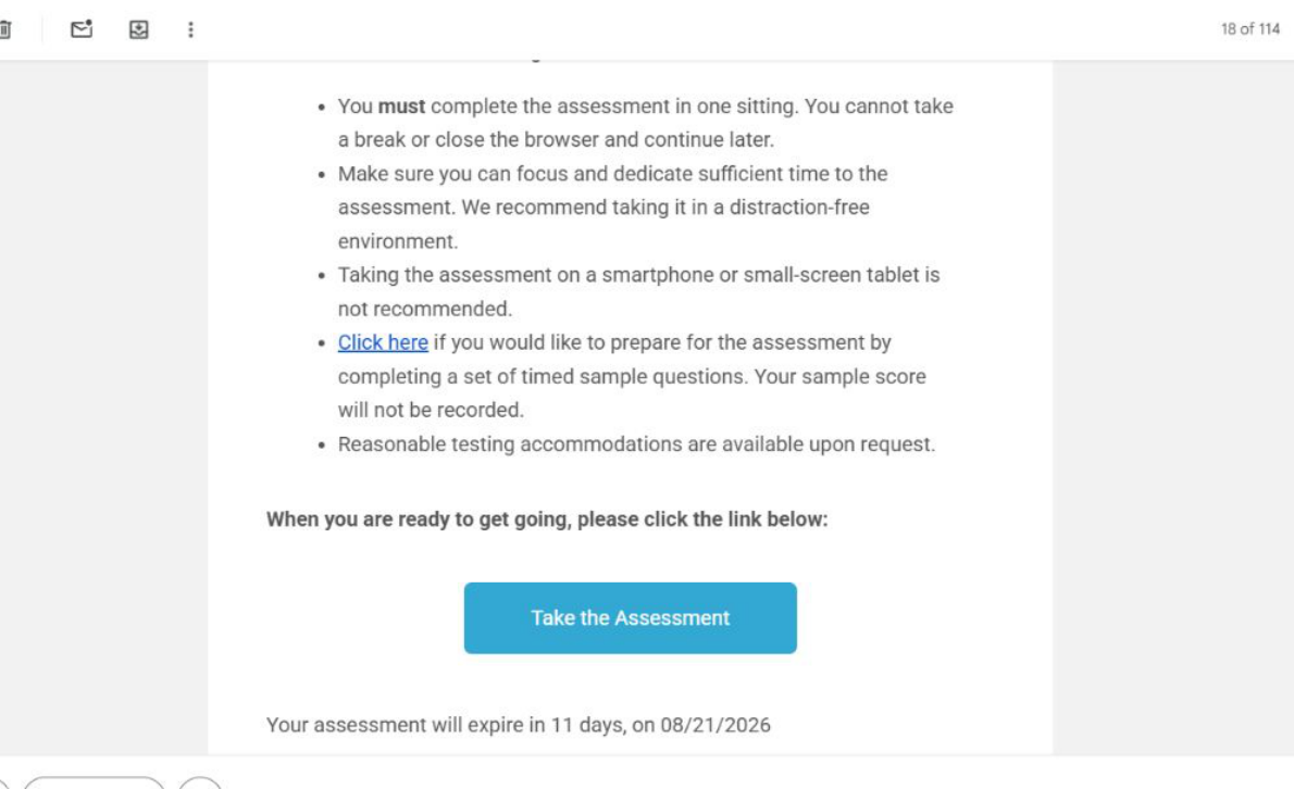 Assessment process: Assessment instructions. Client identity hidden.